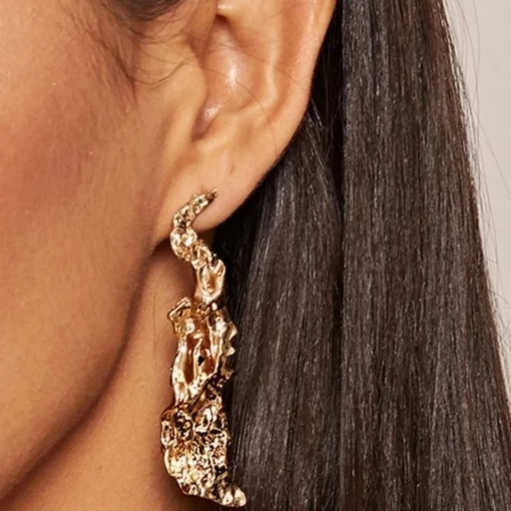 MAKOFFR Textured Metal Irregular Earring